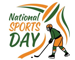 Fototapeta premium A vibrant flat-style digital illustration for indian National Sports Day featuring the indian flag, National Sports Day