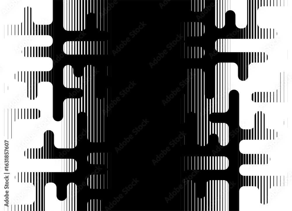 Poster two-sided transition from black to white. abstract vector background of thick line patterns with rou