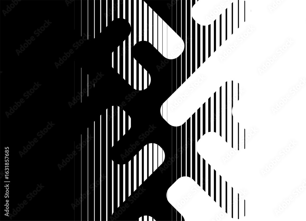Poster transition from black to white. abstract vector background of thick line patterns with rounded edges