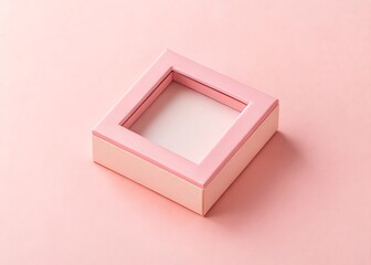 pastel pink background with floating square box