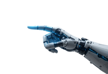 Chrome Robotic Hand with Pointing Finger – Transparent Background PNG