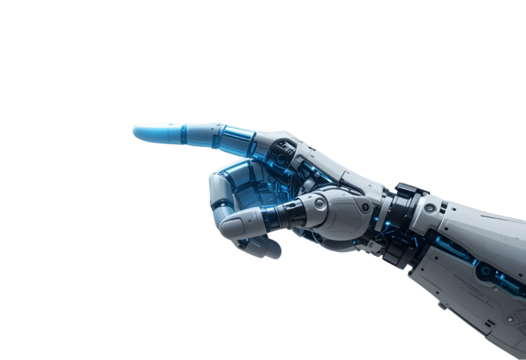 Chrome Robotic Hand with Pointing Finger – Transparent Background PNG