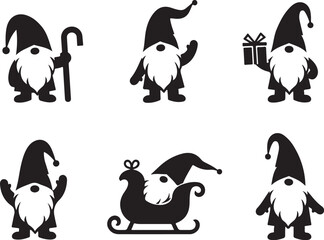 Festive gnomes in various poses for holiday designs and seasonal celebrations