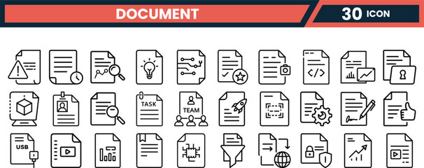 Document Line Icons. Editable Stroke. Pixel Perfect. For Mobile and Web. Contains such icons