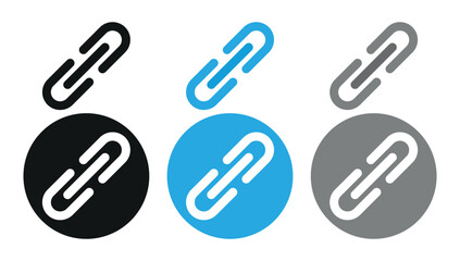 Chain Link Icon Set in Black, Blue, and Gray