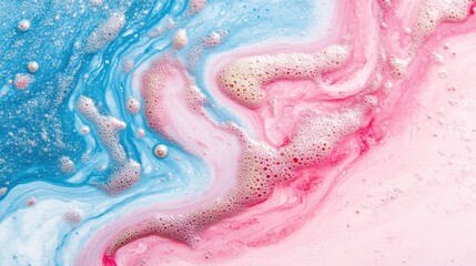 Obraz premium Colorful swirls of pink and blue foam create a dreamy abstract pattern