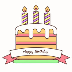 Delightful birthday cake illustration with candles ready to celebrate a special day vector