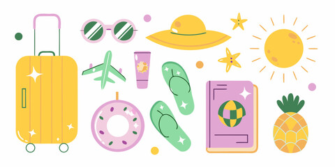Summer vacation essentials flat design illustration