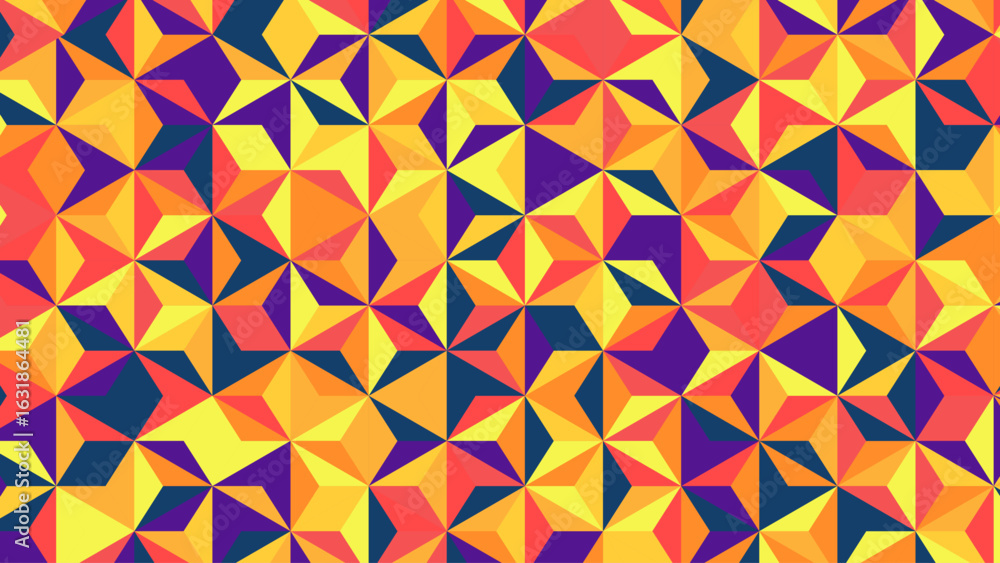 Aufkleber vibrant polygonal mosaic bursting with dynamic color gradients and seamless geometric rhythm. a bold