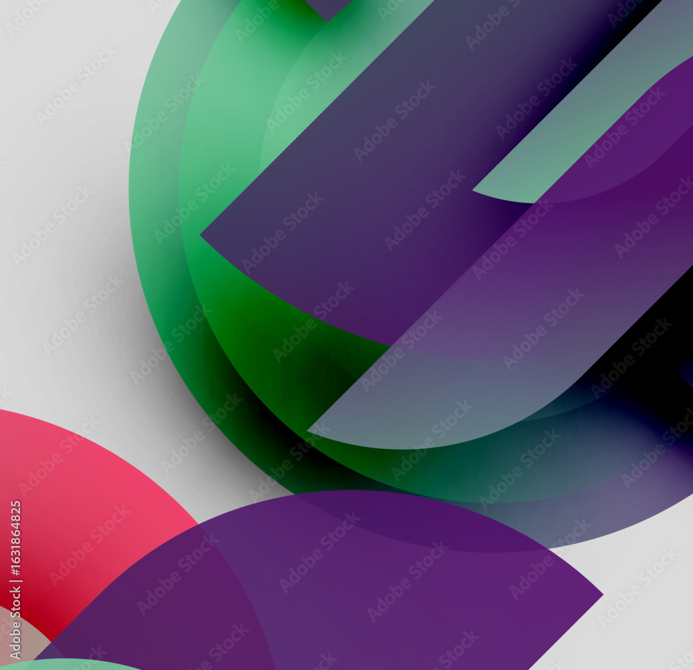 Poster abstract shapes overlap, creating vibrant color blends. smooth gradients suggest depth, modern desig