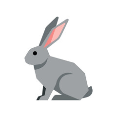 Obraz premium Stylized grey rabbit in a modern geometric style. A minimalist vector illustration of a wild hare isolated on a white background.