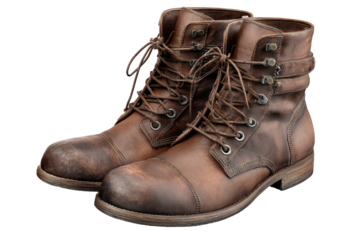 Pair of distressed brown leather boots