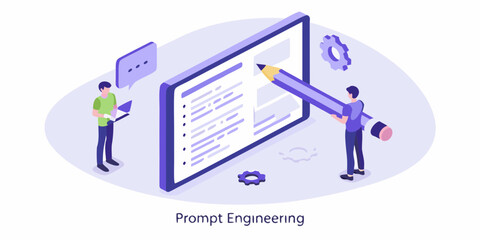 Prompt engineering concept with people and technology