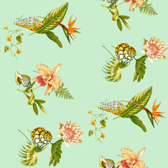 seamless pattern with autumn leaves