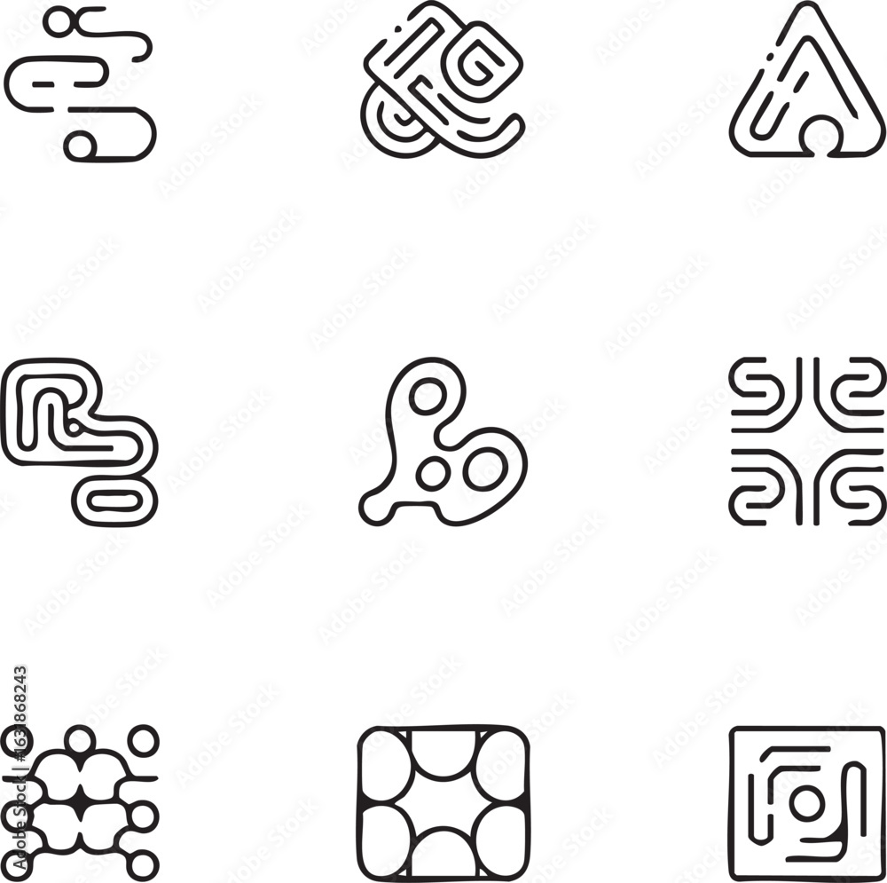 Aufkleber abstract shapes vector icon set geometric elements,line art triangle,square,circle,organic shapes,ma