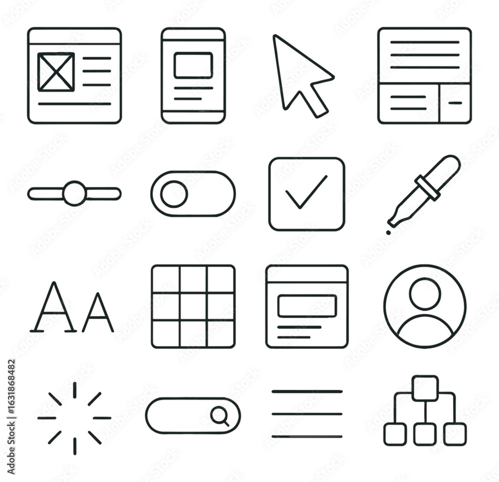 Fototapete user interface design elements: icons for web and app development