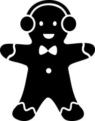 Gingerbread Man Silhouette isolated.
Winter Christmas Cookie Clipart.
Transparent background.