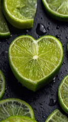 Close-up of lime slices arranged artfully