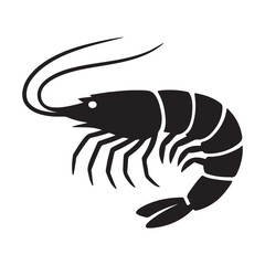 shrimp fish black silhouette vector illustration