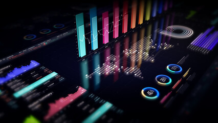 Dynamic data visuals for business info graphics, animated charts, and data-driven insights for a business meeting mock-up. Explore the world of trading, stock exchanges, and crypto