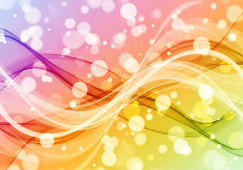 Obraz premium Abstract rainbow waves with bokeh lights and glittering sparkles