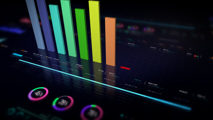 Dynamic data visuals for business info graphics, animated charts, and data-driven insights for a business meeting mock-up. Explore the world of trading, stock exchanges, and crypto