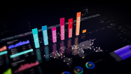 Dynamic data visuals for business info graphics, animated charts, and data-driven insights for a business meeting mock-up. Explore the world of trading, stock exchanges, and crypto