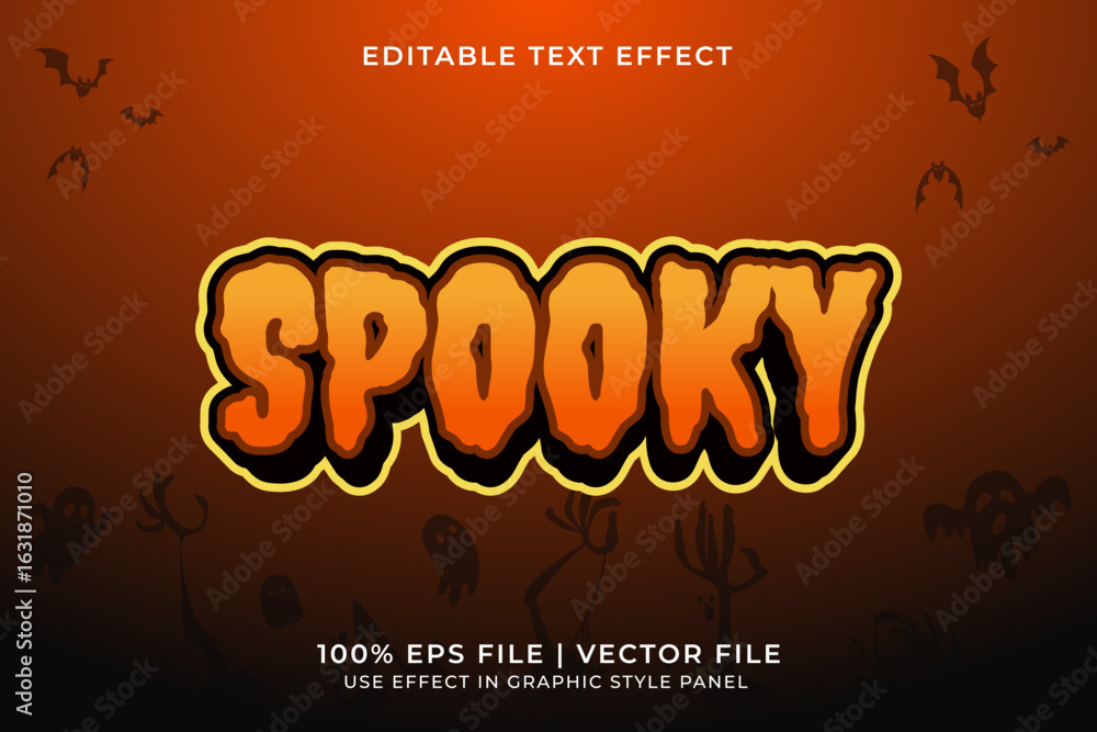 Poster 3d spooky text effect editable vector. halloween text effect