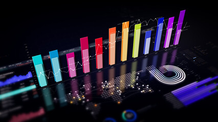 Dynamic data visuals for business info graphics, animated charts, and data-driven insights for a business meeting mock-up. Explore the world of trading, stock exchanges, and crypto