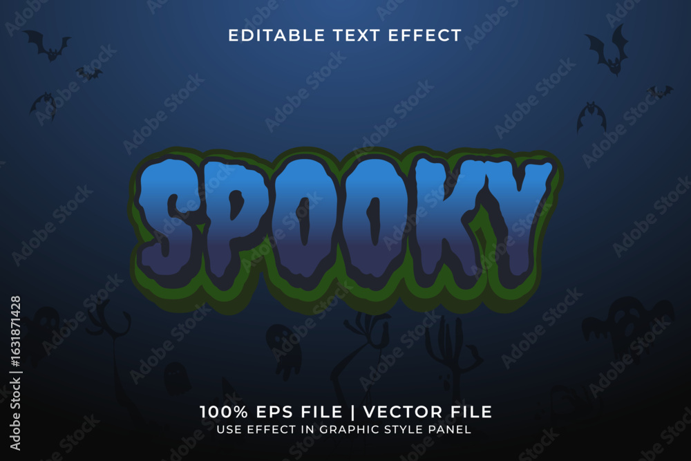 Poster 3d spooky text effect editable vector. halloween text effect