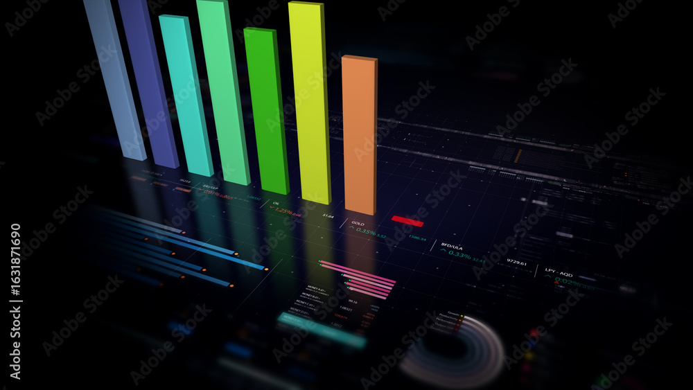 Poster dynamic data visuals for business info graphics, animated charts, and data-driven insights for a bus