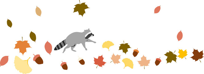 秋の落ち葉のイラスト	
