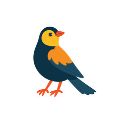 Fototapeta premium Colorful cartoon bird standing with bright yellow and blue feathers 