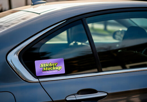 Sticker on Car Window Mockup