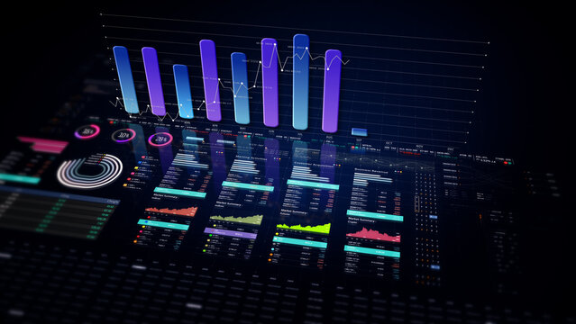 Dynamic data visuals for business info graphics, animated charts, and data-driven insights for a business meeting mock-up. Explore the world of trading, stock exchanges, and crypto
