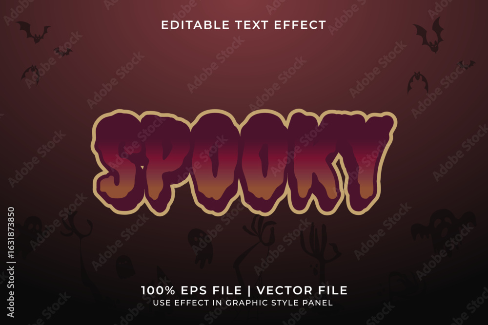 Poster 3d spooky text effect editable vector. halloween text effect