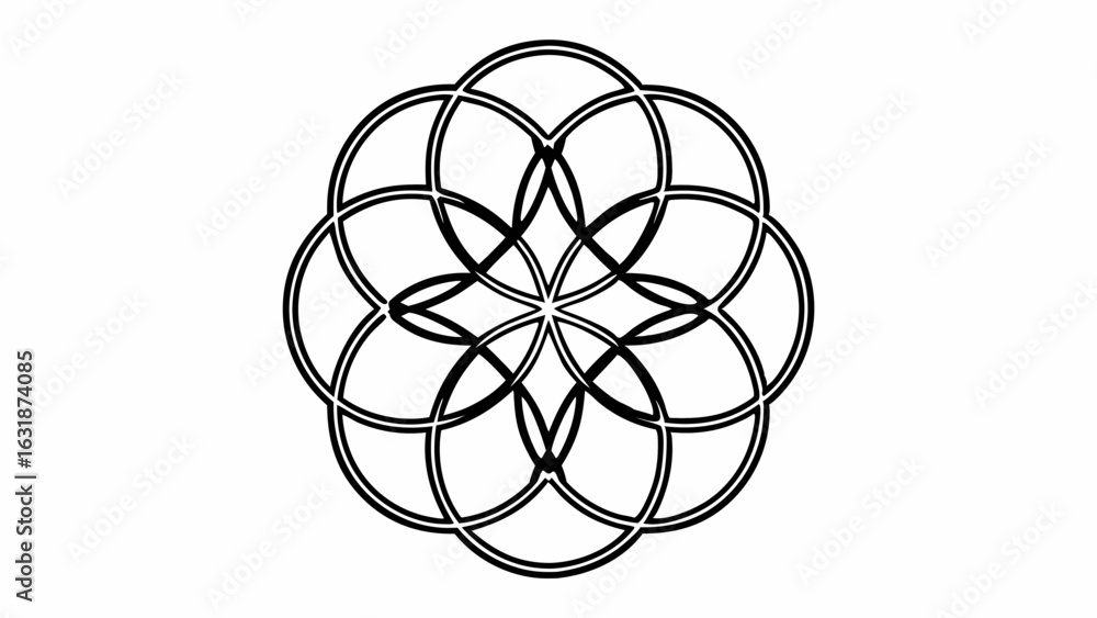 Poster vector interlocking circles forming flower like pattern create harmonious design