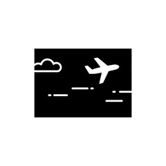 Obraz premium Airplane Icon, Sky View, Air Travel, Flight Navigation, Aviation Design, Travel Concept