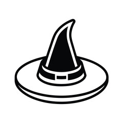 Halloween vector art of witch hat outline isolated