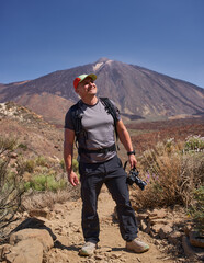 Smiling hiker with Pico del Teide
