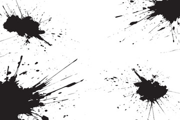 Grunge Ink Splatter Background | Black Paint Drops and Splat Effects on White for Graphic Design
