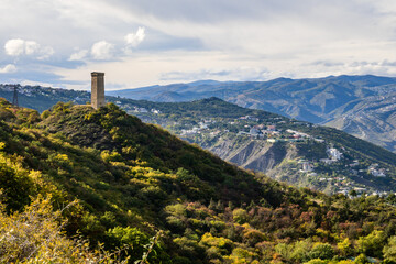 Modern reconstruction of a Svan Tower built near Tbilisi at the Open Air Museum of Ethnography,...