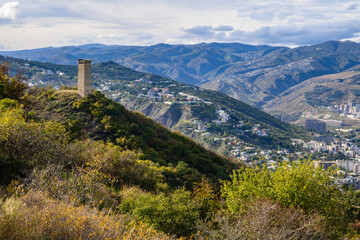 Modern reconstruction of a Svan Tower built near Tbilisi at the Open Air Museum of Ethnography,...