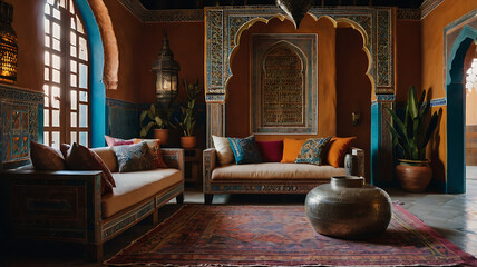 Moroccan-inspired living space, lovely homes, doors, windows and interior design 