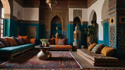 Moroccan-inspired living space, lovely homes, doors, windows and interior design 