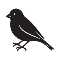 Obraz premium Silhouette of a Small Bird Perched with Graceful Lines Simple Black and White Design for Nature or Ornithology Theme