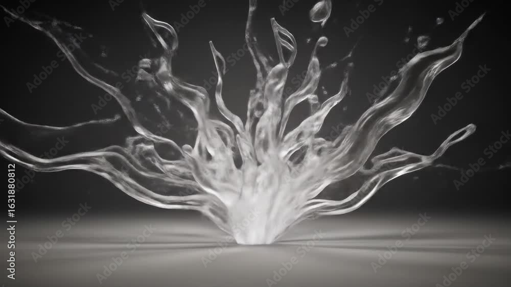 Poster water splash abstract formation with dynamic flow liquid motion clean purity and transparent texture