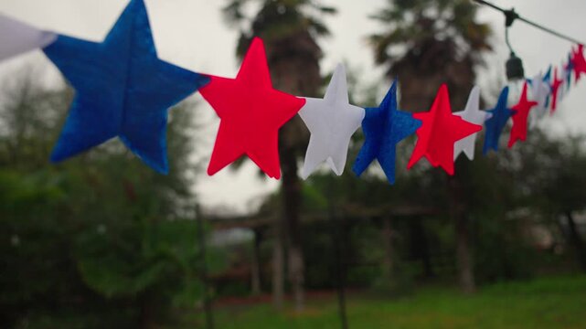 Fiestas Patrias chile pennant stars santiago sky grass elements red blue white