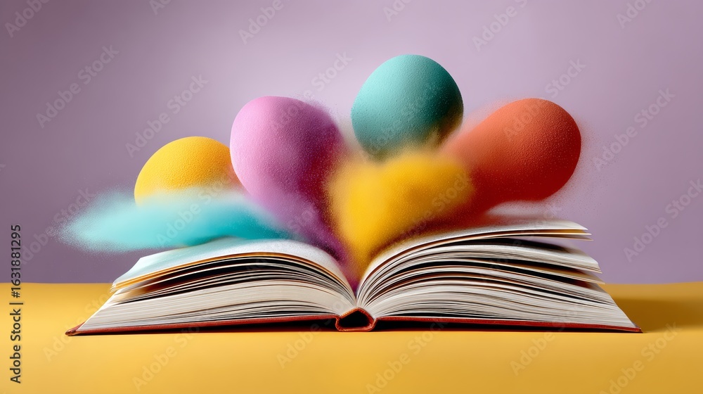 Aufkleber book is open to a page with a colorful explosion of balloons. the balloons are scattered throughout 