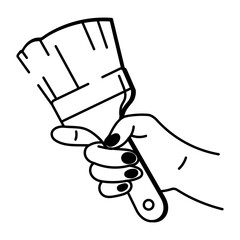 A hand drawn style icon showing paint brush